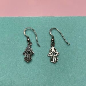 💛 Vintage Silver Hamsa Hand Earrings